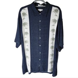 Pierre Cardin men short sleeve palm tree print casual hawaiian shirt size XL